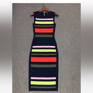AUTH Ted Baker YSINA Stripe sleeveless knit bodycon dress,
